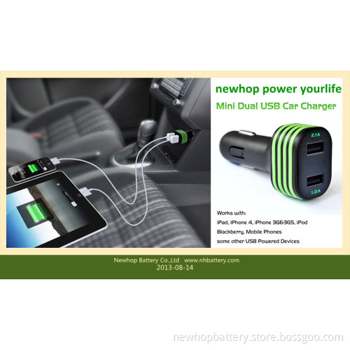 2-Port Dual USB Car Charger for iPhone 4S iPod iPad Galaxy All Phone 5V-2A 5V 1A Output USB Car Adapters